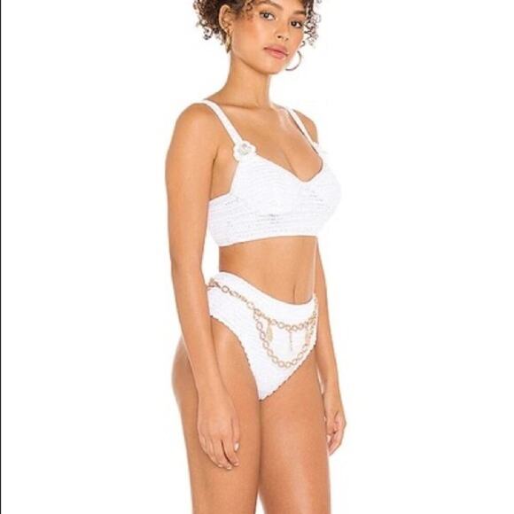 NWOT Maiyo Daisy High Waisted Bikini Set in White - Picture 2 of 13